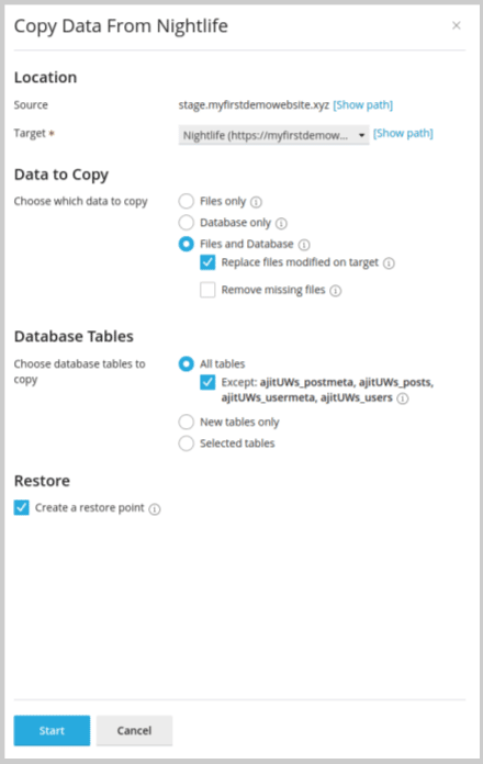 Copy incremental changes in your WordPress staging website to production